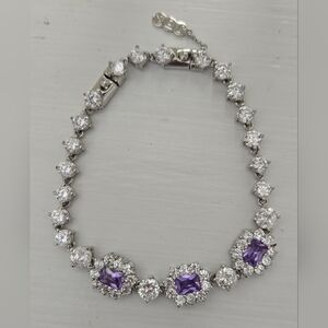 Amethyst & Silver Gemstone Bracelet